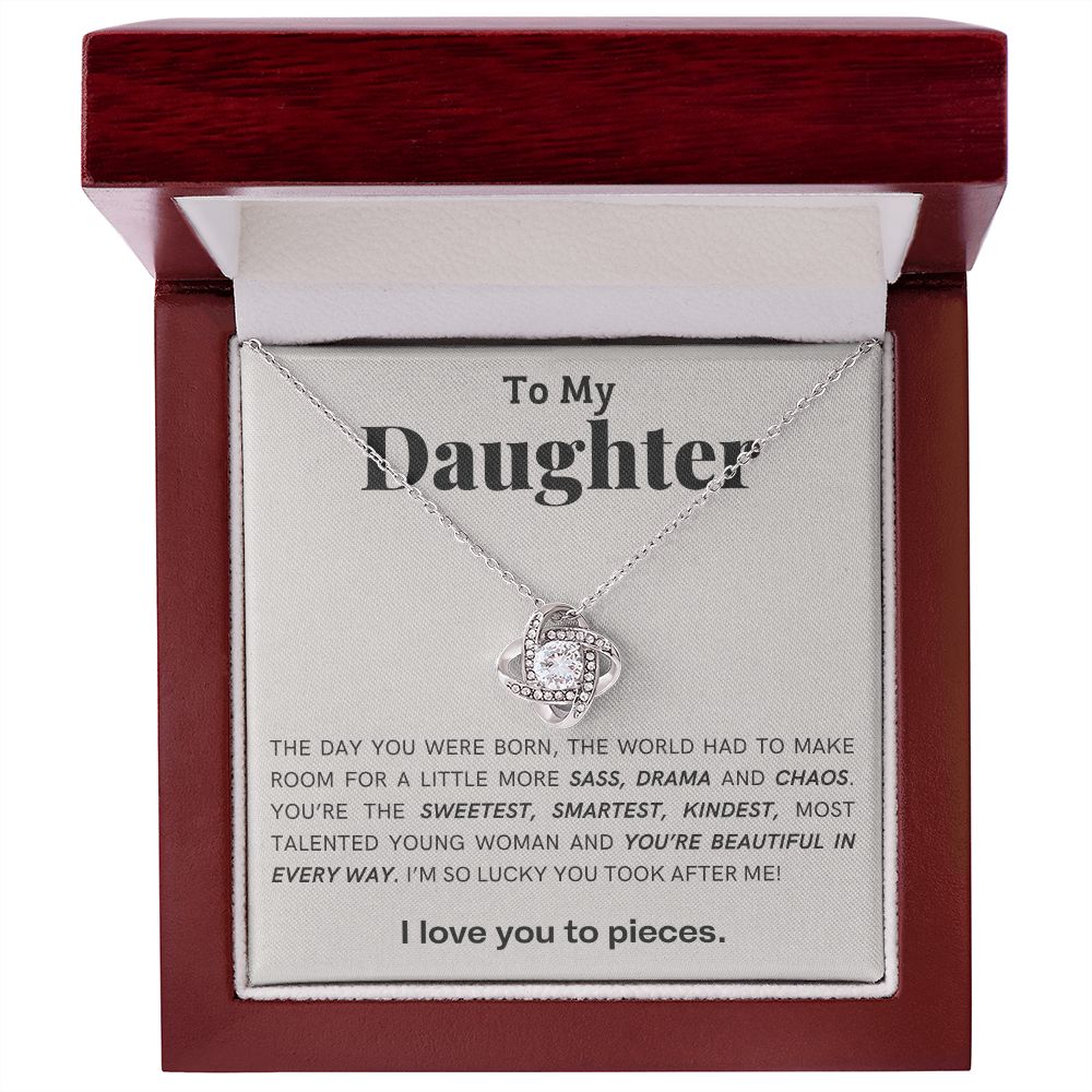 Daughter Knot Necklace, You're Beautiful in Every Way