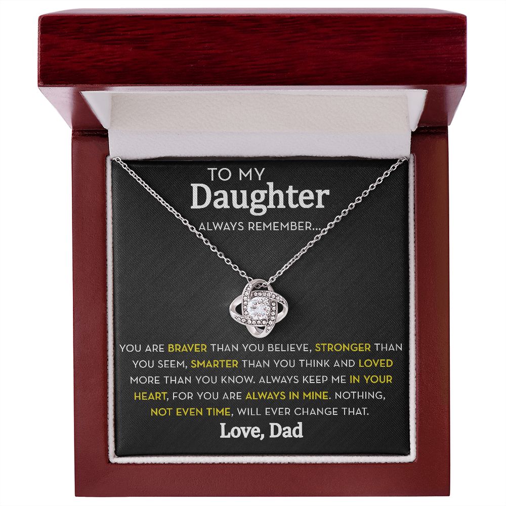 Daughter Knot Necklace from Dad, Always Remember