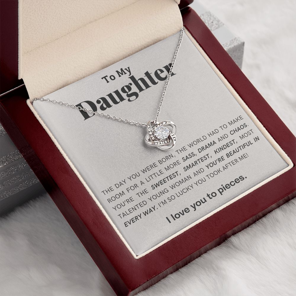 Daughter Knot Necklace, You're Beautiful in Every Way