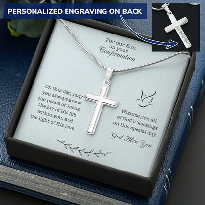 Personalized Gift for Son Confirmation, Cross Necklace for Son Confirmation