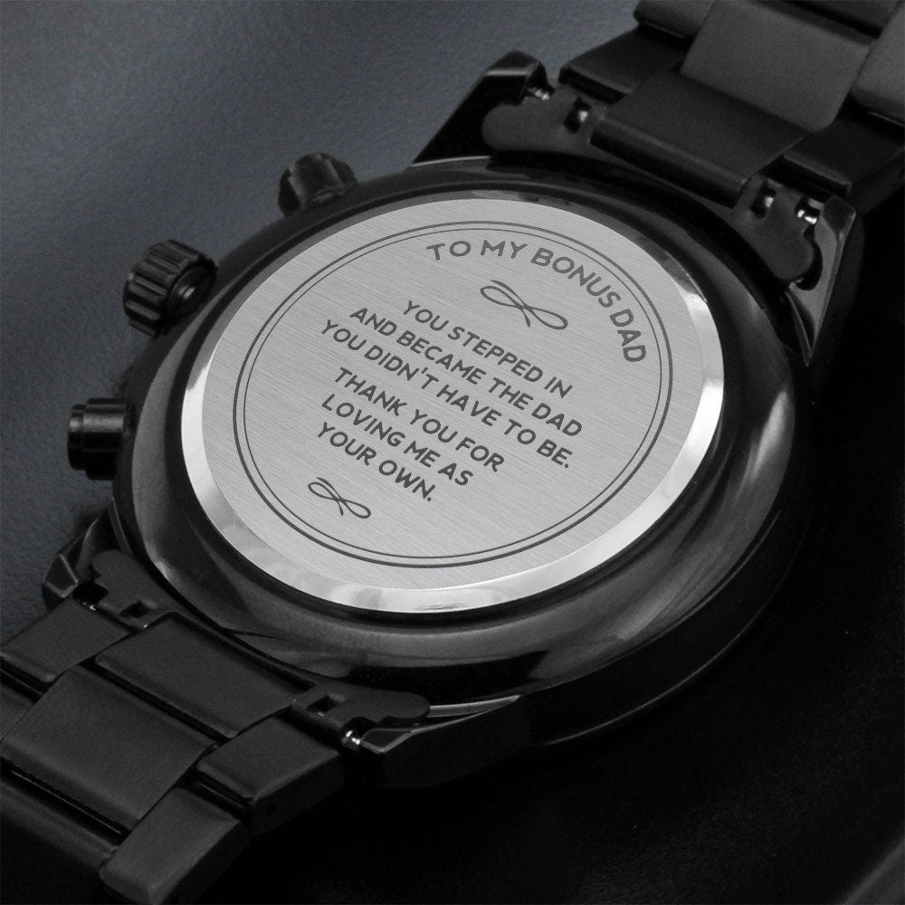 Bonus Dad Sentimental Engraved Watch, Bonus Dad Gift, Stepdad Gift