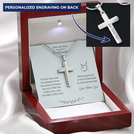 Personalized Gift for Son Confirmation, Cross Necklace for Son Confirmation
