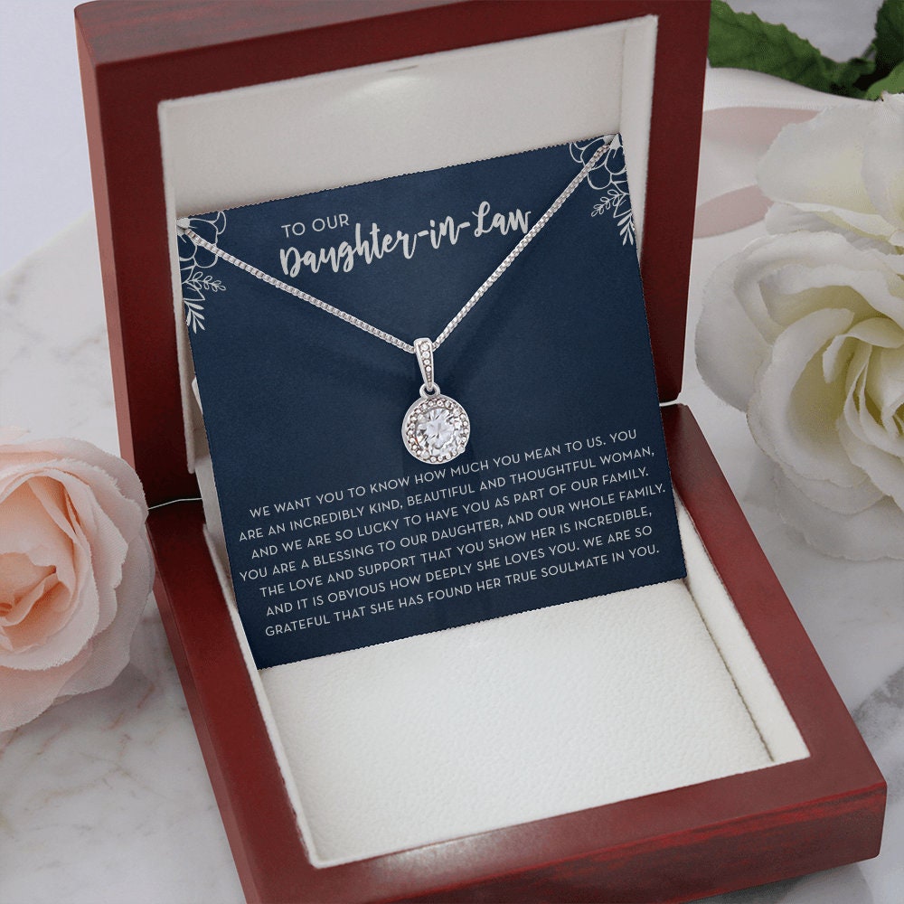 Daughter-in-Law Gift for Wedding Day, Gift for Daughter's Wife, Daughter in Law Necklace, Bride Gift from in-Laws, Daughter in Law Birthday