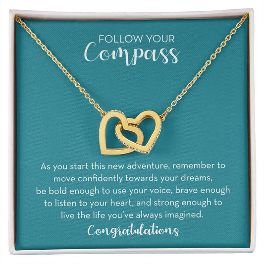 Follow Your Compass Necklace, Graduation Gift Necklace for Girls, Graduation Gift, Follow Your Compass, New Adventure Gift, New Job Gift