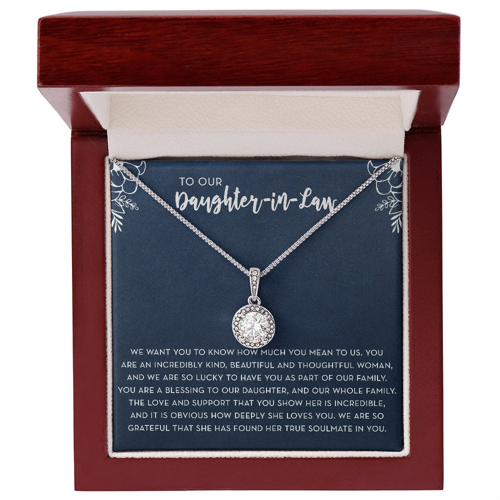 Daughter-in-Law Gift for Wedding Day, Gift for Daughter's Wife, Daughter in Law Necklace, Bride Gift from in-Laws, Daughter in Law Birthday