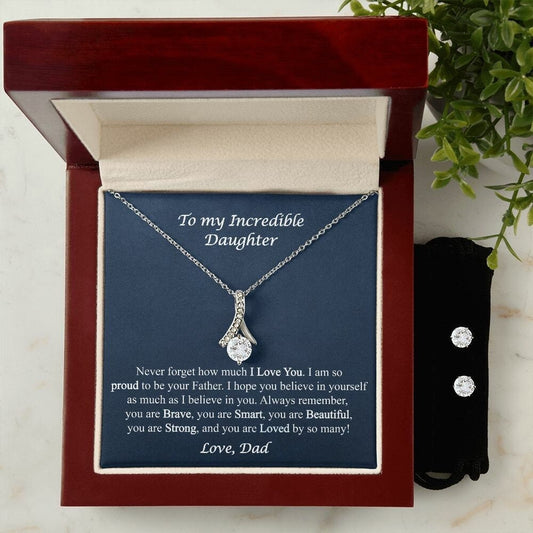 Daughter Jewelry Set from Dad, Never Forget How Much I Love You