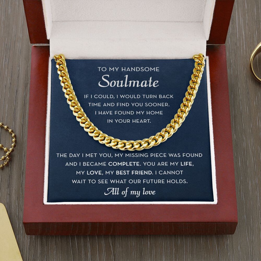 Soulmate Necklace for Him, Handsome Soulmate Cuban Link Chain