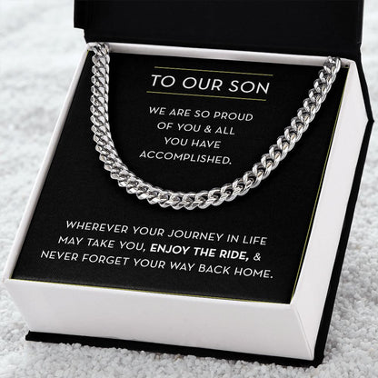 To Our Son Chain Necklace, Gift for Son from Parents, Graduation Gift for Son from Parents