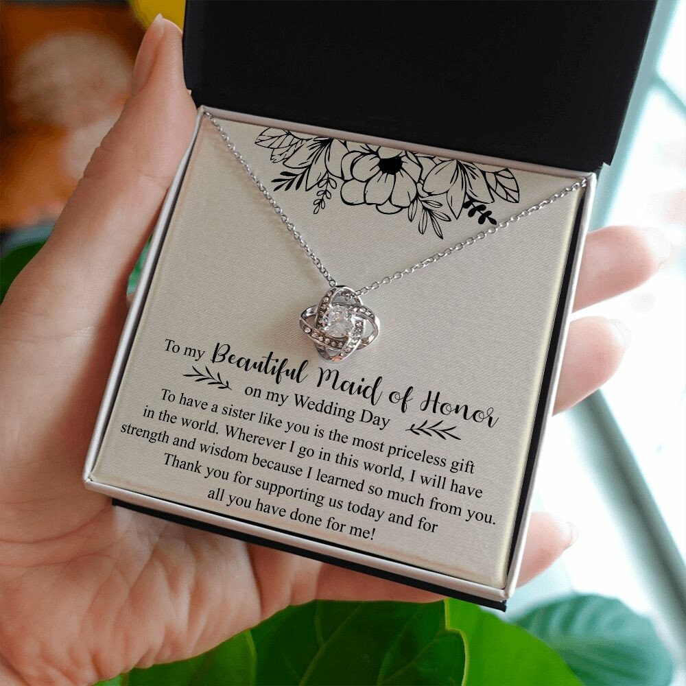 Maid of Honor Sister Necklace, Wedding Day Gift from Bride, Maid of Honor Sister Gift, Bridal Party Gifts, MOH Necklace from Bride, MOH Gift