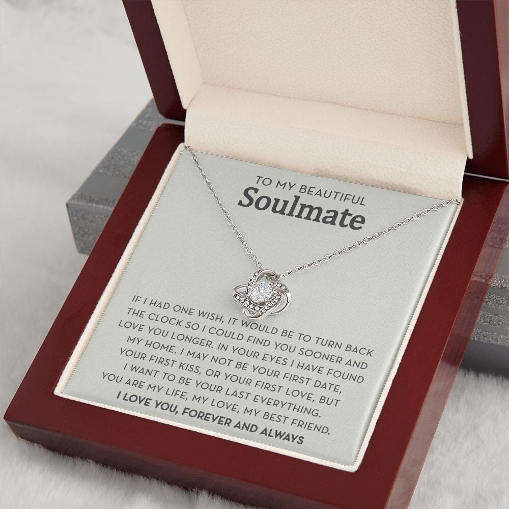Soulmate Knot Necklace Gift for Her, If I Had One Wish