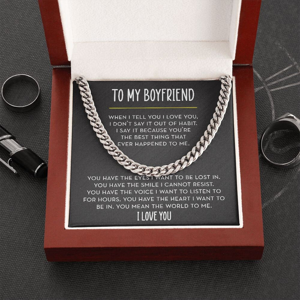 To My Boyfriend Chain Necklace, You Mean the World To Me