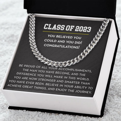 Graduation Necklace for Him, High School / College Graduation Gift, Class of 2023