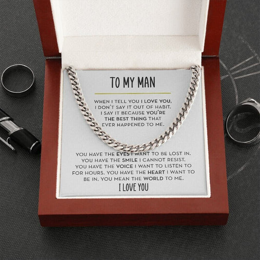 To My Man Chain Necklace, You Mean the World To Me