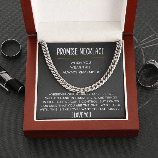 Promise Cuban Chain Necklace for Him, Promise Gift for Boyfriend
