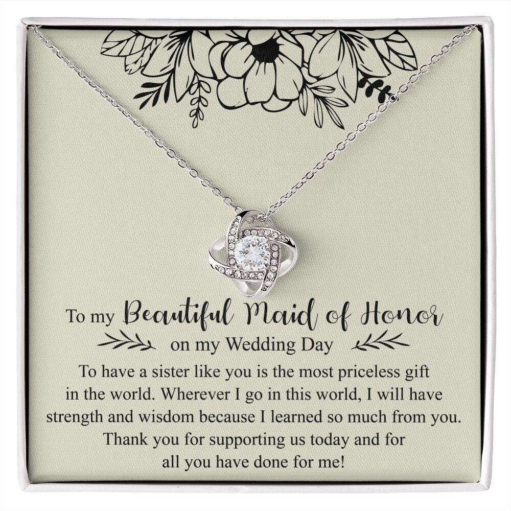 Maid of Honor Sister Necklace, Wedding Day Gift from Bride, Maid of Honor Sister Gift, Bridal Party Gifts, MOH Necklace from Bride, MOH Gift