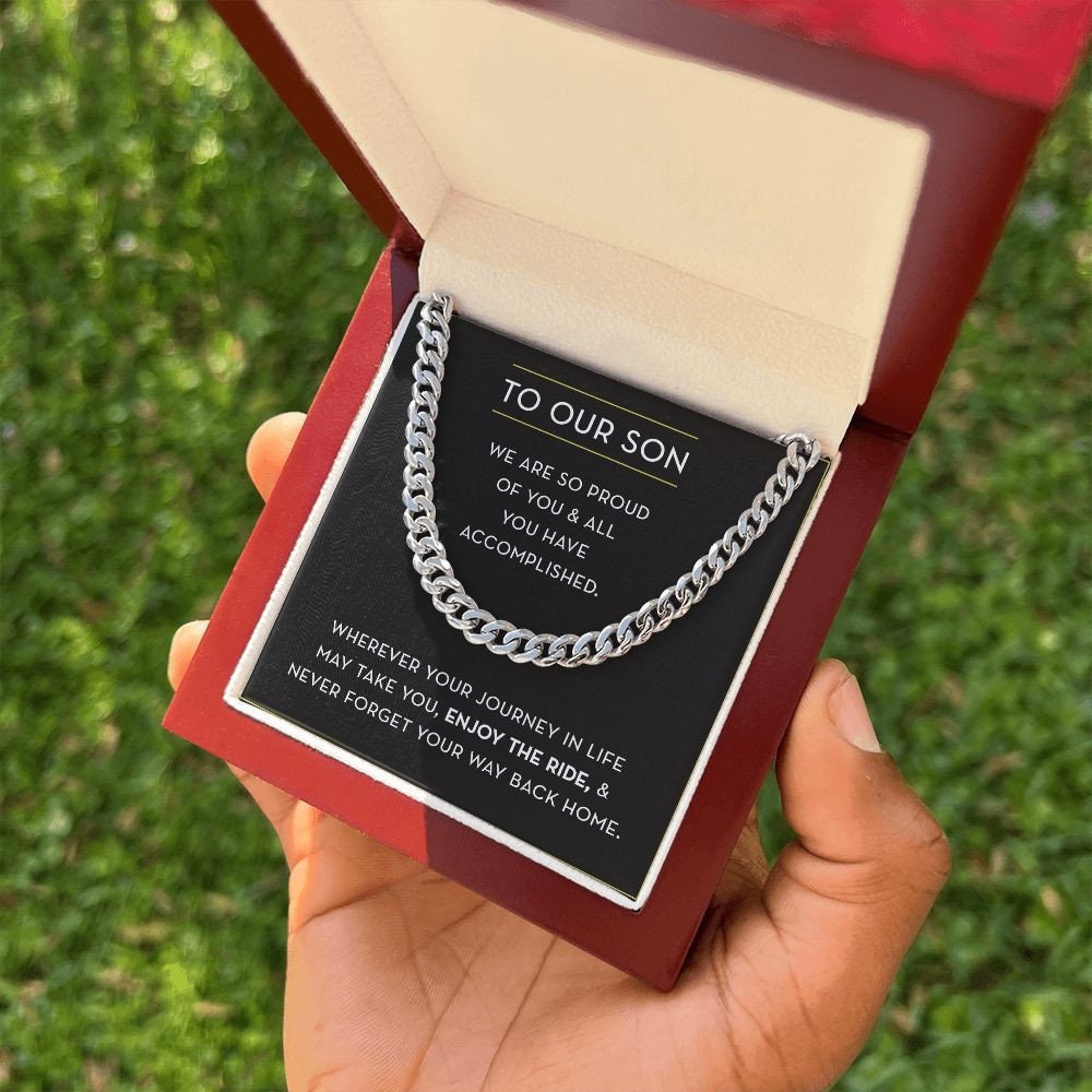 To Our Son Chain Necklace, Gift for Son from Parents, Graduation Gift for Son from Parents