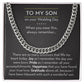 Wedding Gift for Son from Parent, Groom Gift from Mom or Dad, Son Wedding Day Gift