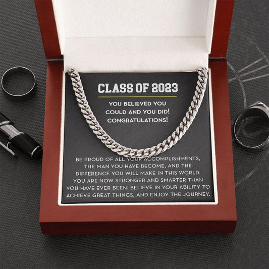 Graduation Necklace for Him, High School / College Graduation Gift, Class of 2023
