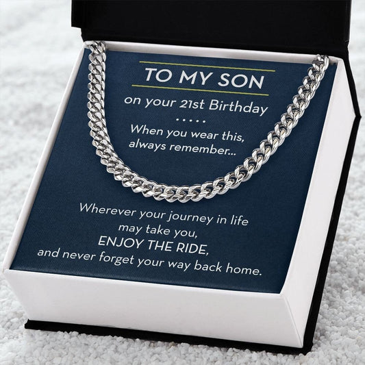 21st Birthday Gift for Son from Parent, Chain Necklace