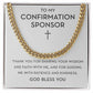Confirmation Sponsor Gift, Appreciation Gift for Confirmation Sponsor