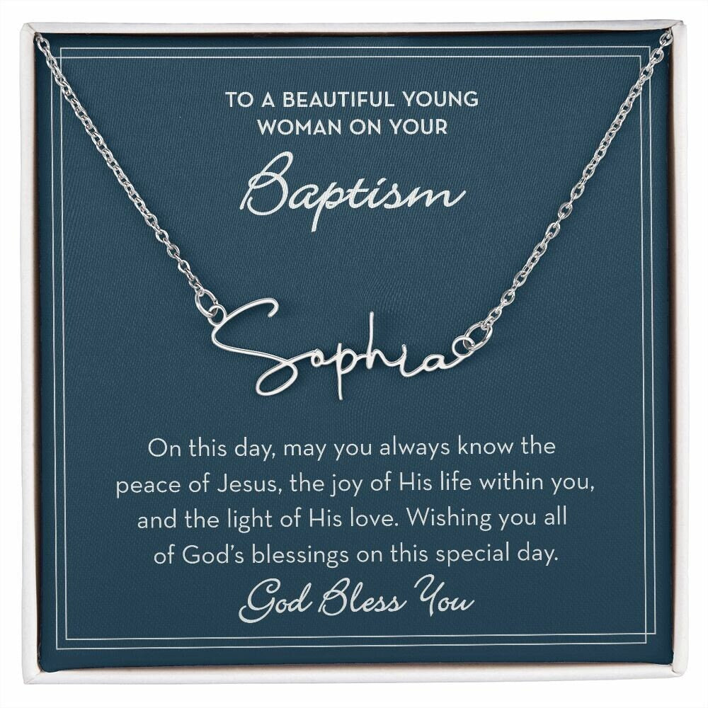 Personalized Baptism Jewelry for Girl, Custom Name Necklace Baptism Gift