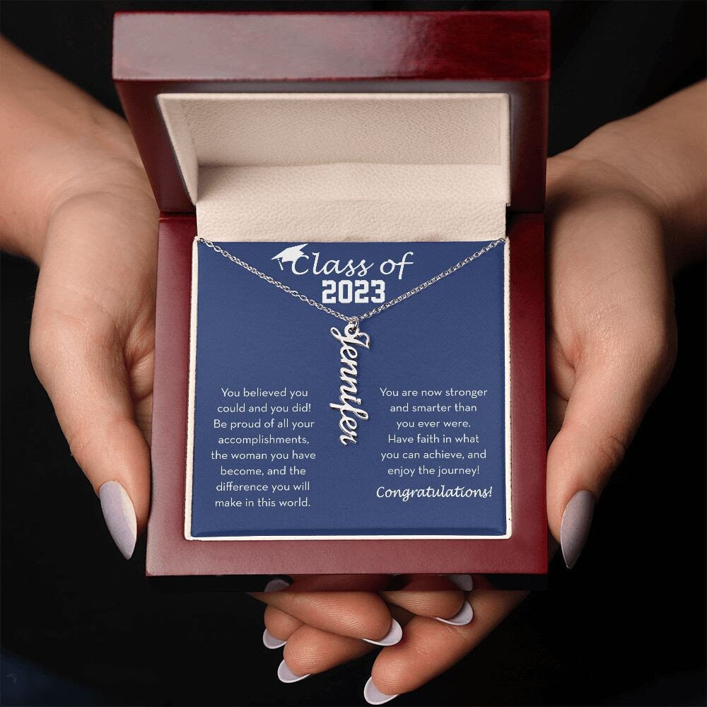 Personalized Graduation Gift for Her, Custom Graduation Necklace, Dainty Name Necklace, High School / College Graduation, Class of 2023