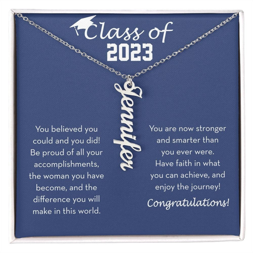 Personalized Graduation Gift for Her, Custom Graduation Necklace, Dainty Name Necklace, High School / College Graduation, Class of 2023