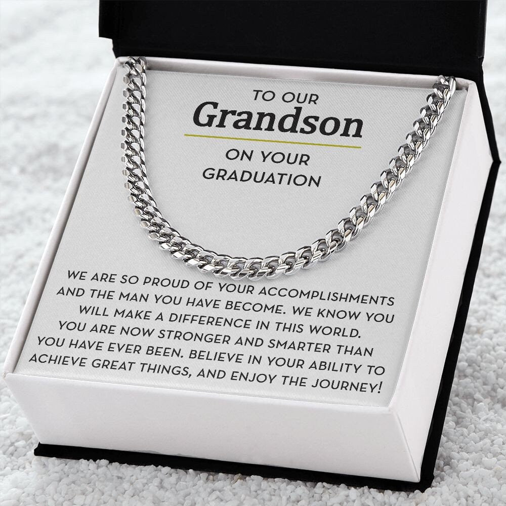 Graduation Gift for Grandson, Chain Necklace for Grandson Graduation