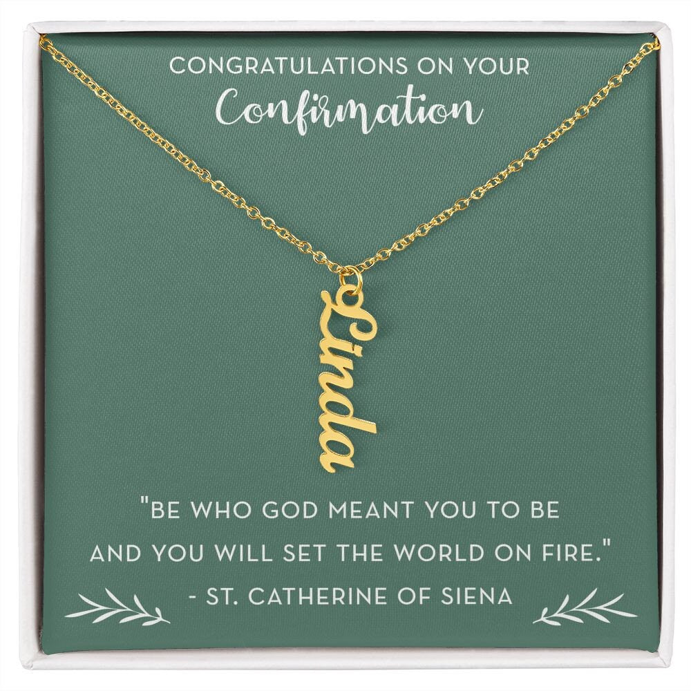 Confirmation Jewelry for Girl, St. Catherine of Siena, Personalized Name Necklace, Religious Gift for Daughter / Goddaughter / Granddaughter