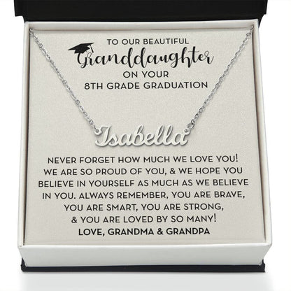Granddaughter Gift for 8th Grade Graduation, Personalized Name Necklace