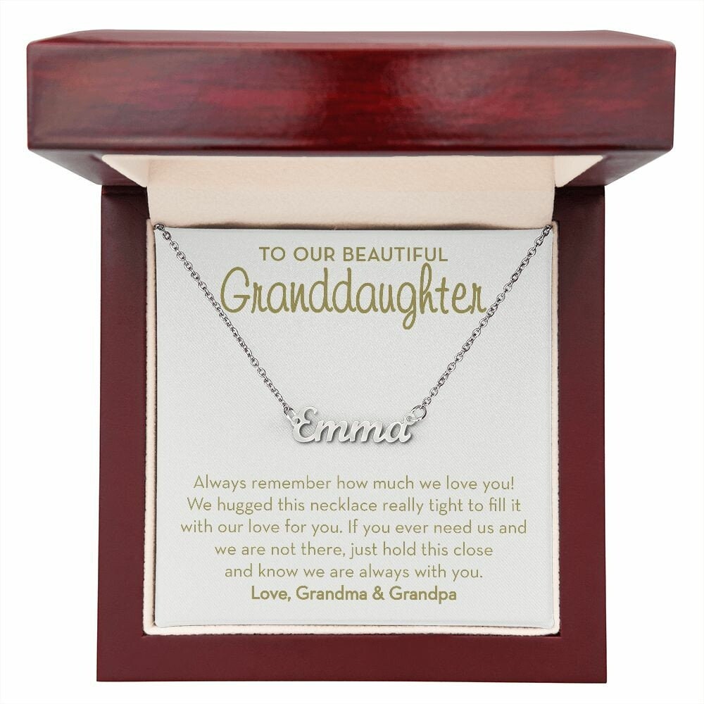 Personalized Name Necklace for Granddaughter, Gift from Grandparents