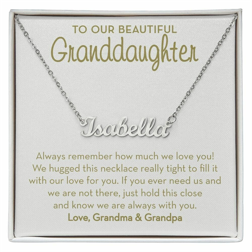 Personalized Name Necklace for Granddaughter, Gift from Grandparents